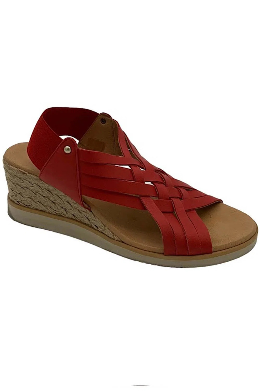 Pinaz Suede Leather Slide Espadrilles Rojo - Medium